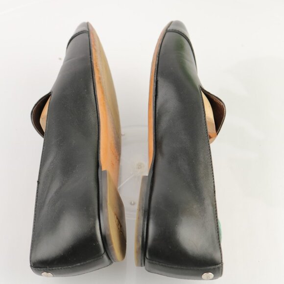 AGL Womens Loafer Size 37 7 Black Leather Pointed Cap Toe SlipOn Flat Shoe Italy - Picture 7 of 11